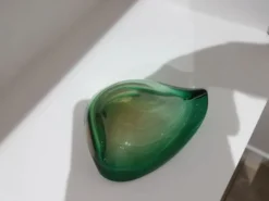Cendrier, verre vert-brun, conçu par E. Beranek, Škrdlovice, Tchécoslovaquie