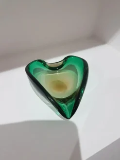 Cendrier, verre vert-brun, conçu par E. Beranek, Škrdlovice, Tchécoslovaquie