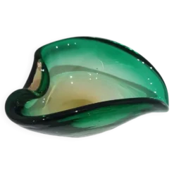 Cendrier, verre vert-brun, conçu par E. Beranek, Škrdlovice, Tchécoslovaquie