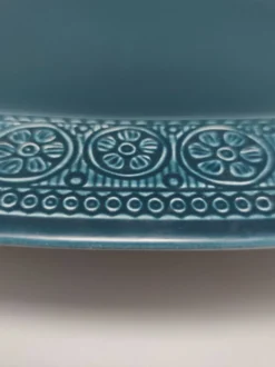 Centre de table en faïence bleue 