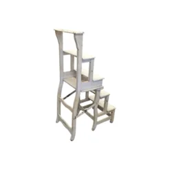 Chaise échelle métamorphose peinte en blanc antique français, datant d'environ 1900.