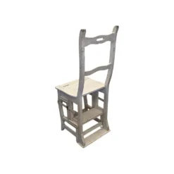 Chaise échelle métamorphose peinte en blanc antique français, datant d'environ 1900.