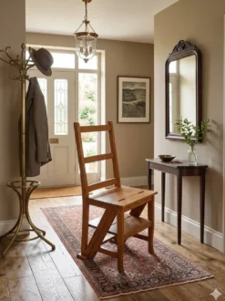 Chaise escabeau en chêne massif