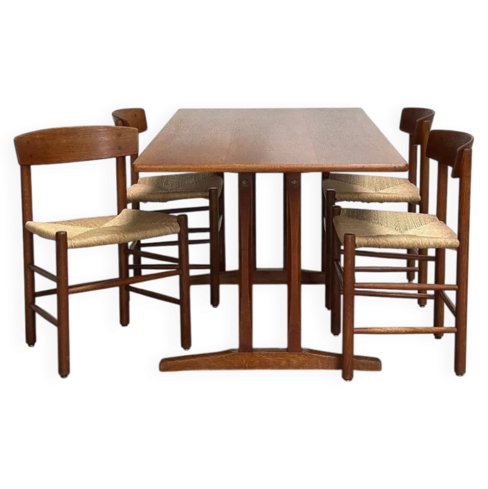 4 chaises ‘J39’ et table shaker ‘C18’, Børge Mogensen, FDB Møbler, Danemark