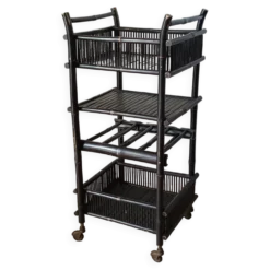 Chariot bambou laqué noir vintage 50's