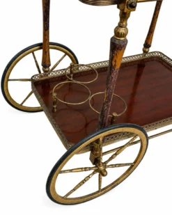 Chariot à boissons, desserte en laiton et bois de la Maison Jansen