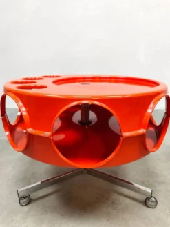 Chariot Curver orange Rotorbar design vintage néerlandais de l'âge spatial