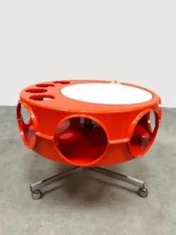 Chariot Curver orange Rotorbar design vintage néerlandais de l'âge spatial