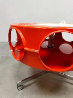 Chariot Curver orange Rotorbar design vintage néerlandais de l'âge spatial