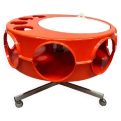 Chariot Curver orange Rotorbar design vintage néerlandais de l'âge spatial