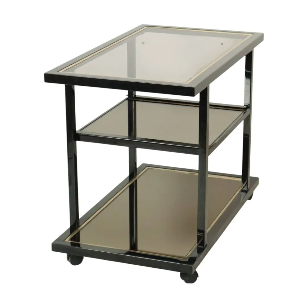 Chariot de bar design Belgo Chrom par Roger Van Hevel, or 23 carats