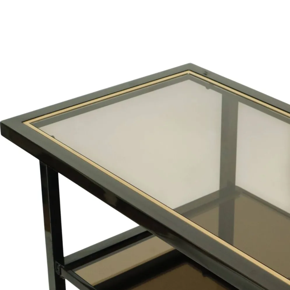 Chariot de bar design Belgo Chrom par Roger Van Hevel, or 23 carats