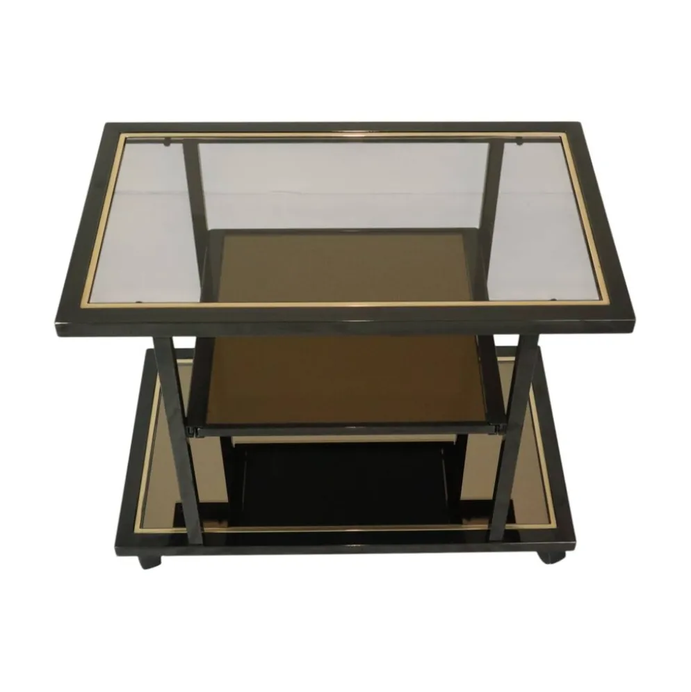 Chariot de bar design Belgo Chrom par Roger Van Hevel, or 23 carats