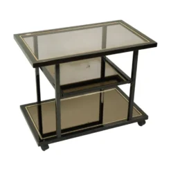 Chariot de bar design Belgo Chrom par Roger Van Hevel, or 23 carats
