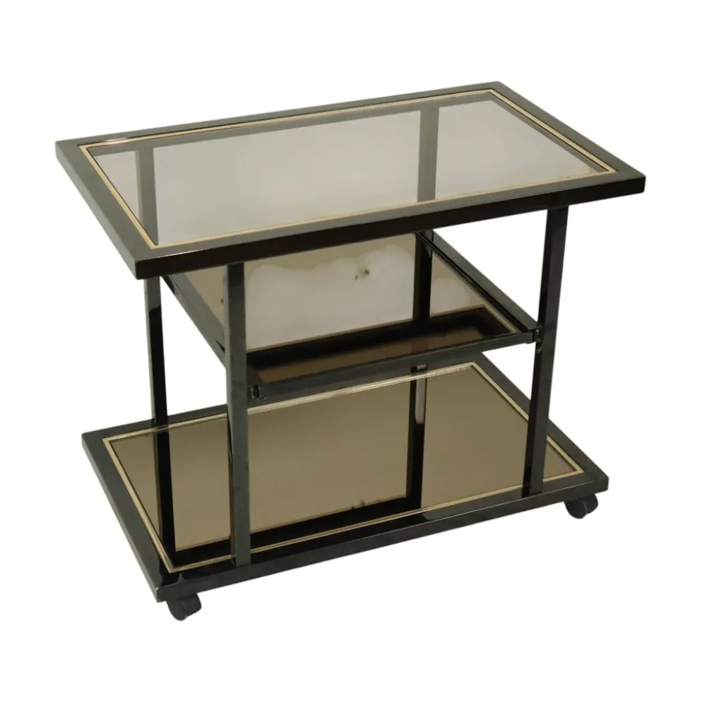 Chariot de bar design Belgo Chrom par Roger Van Hevel, or 23 carats