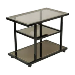 Chariot de bar design Belgo Chrom par Roger Van Hevel, or 23 carats