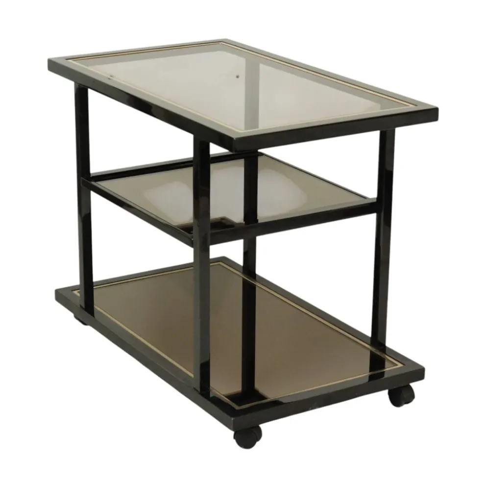 Chariot de bar design Belgo Chrom par Roger Van Hevel, or 23 carats