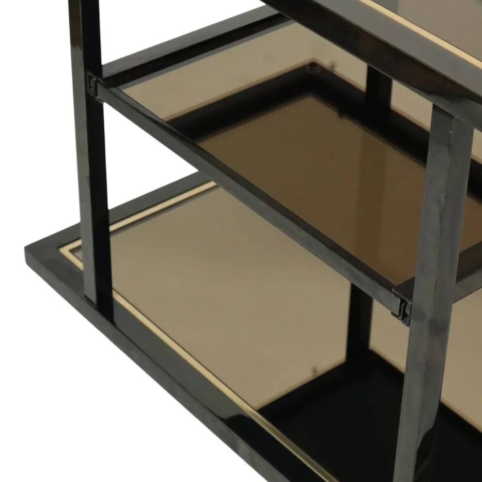 Chariot de bar design Belgo Chrom par Roger Van Hevel, or 23 carats