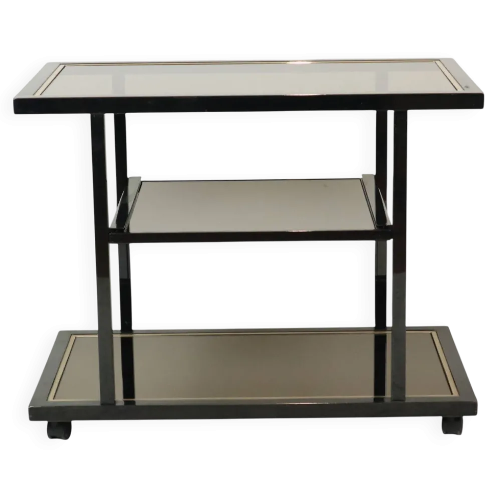 Chariot de bar design Belgo Chrom par Roger Van Hevel, or 23 carats
