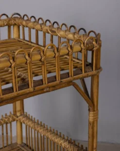 Chariot de bar en bambou au design italien des années 1960