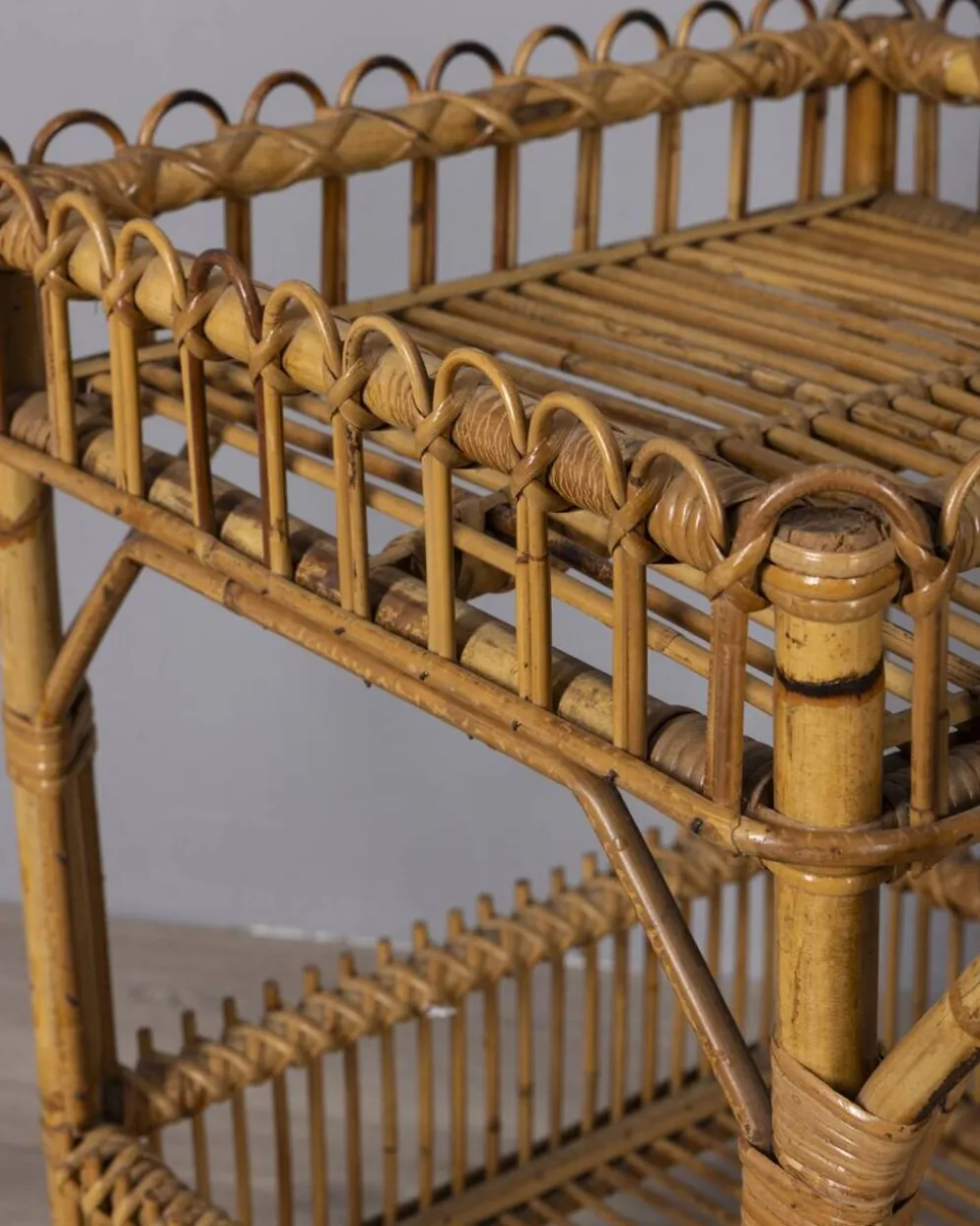 Chariot de bar en bambou au design italien des années 1960