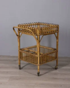 Chariot de bar en bambou au design italien des années 1960