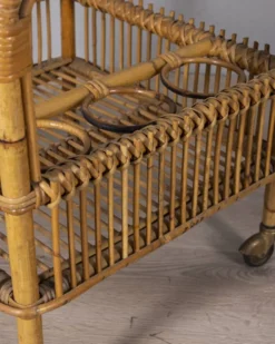 Chariot de bar en bambou au design italien des années 1960