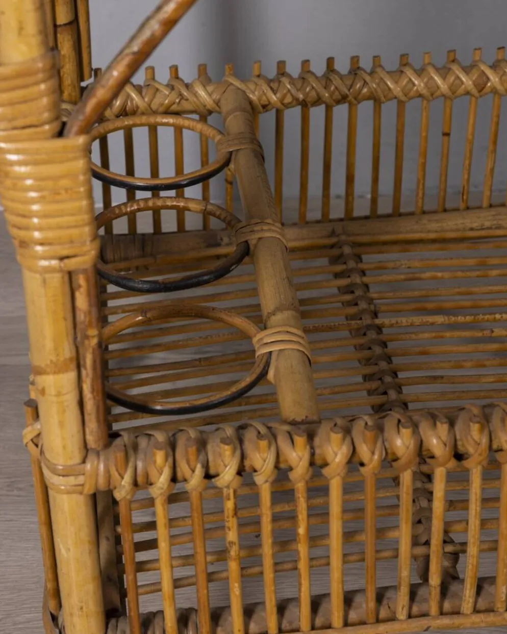 Chariot de bar en bambou au design italien des années 1960