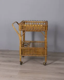 Chariot de bar en bambou au design italien des années 1960