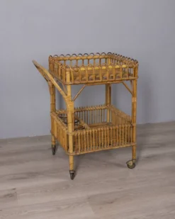 Chariot de bar en bambou au design italien des années 1960