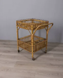 Chariot de bar en bambou au design italien des années 1960