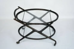 Chariot de bar en bois ébénisé et verre de Cesare Lacca, Italie, années 1950
