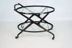 Chariot de bar en bois ébénisé et verre de Cesare Lacca, Italie, années 1950