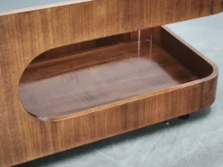 Chariot de bar en bois et verre fumé moderne italien, années 1970