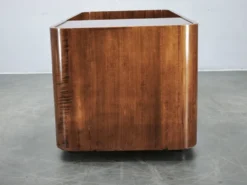 Chariot de bar en bois et verre fumé moderne italien, années 1970