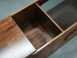 Chariot de bar en bois et verre fumé moderne italien, années 1970