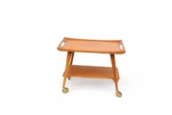 Chariot de bar en teck allemand des années 50 fabriqué par Opal Furniture, années 1960.