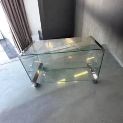 Chariot de bar et table d'appoint vintage en verre gallotti & radice