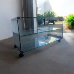Chariot de bar et table d'appoint vintage en verre gallotti & radice