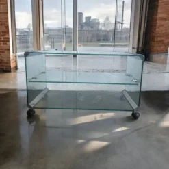Chariot de bar et table d'appoint vintage en verre gallotti & radice