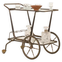 Chariot de bar italien des années 50, chariot de service attribué à Cesare Lacca.