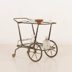 Chariot de bar italien des années 50, chariot de service attribué à Cesare Lacca.