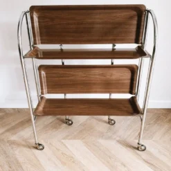 Chariot de bar pliable vintage de 34 pouces / chariot à boissons de Pressolit, années 1970