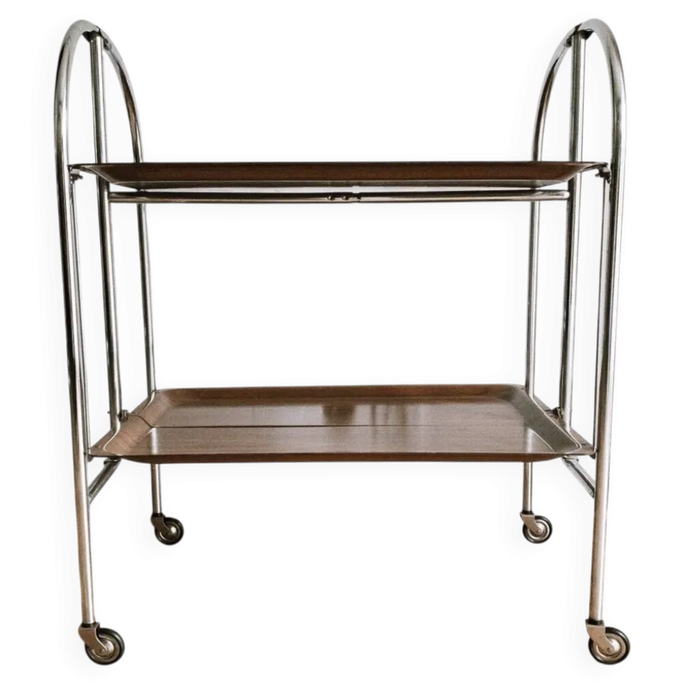 Chariot de bar pliable vintage de 34 pouces / chariot à boissons de Pressolit, années 1970