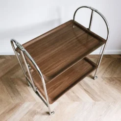 Chariot de bar pliable vintage de 34 pouces / chariot à boissons de Pressolit, années 1970