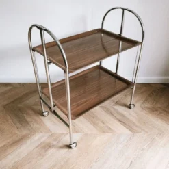 Chariot de bar pliable vintage de 34 pouces / chariot à boissons de Pressolit, années 1970