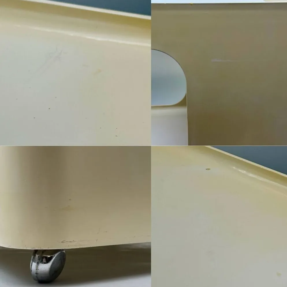 Chariot de bar roulant en plastique beige par Marcello Siard pour Longato, Italie, 1970