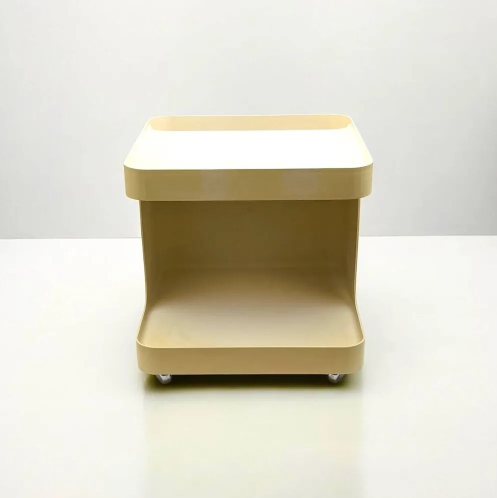 Chariot de bar roulant en plastique beige par Marcello Siard pour Longato, Italie, 1970