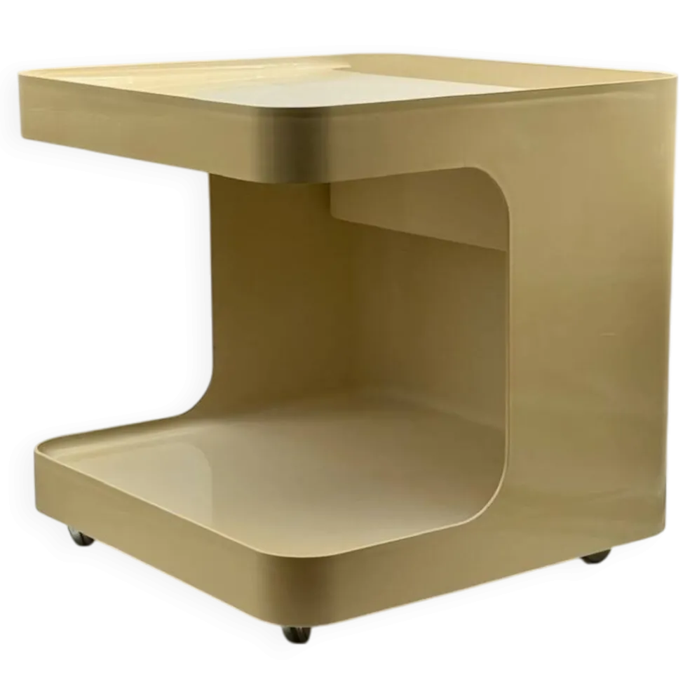 Chariot de bar roulant en plastique beige par Marcello Siard pour Longato, Italie, 1970