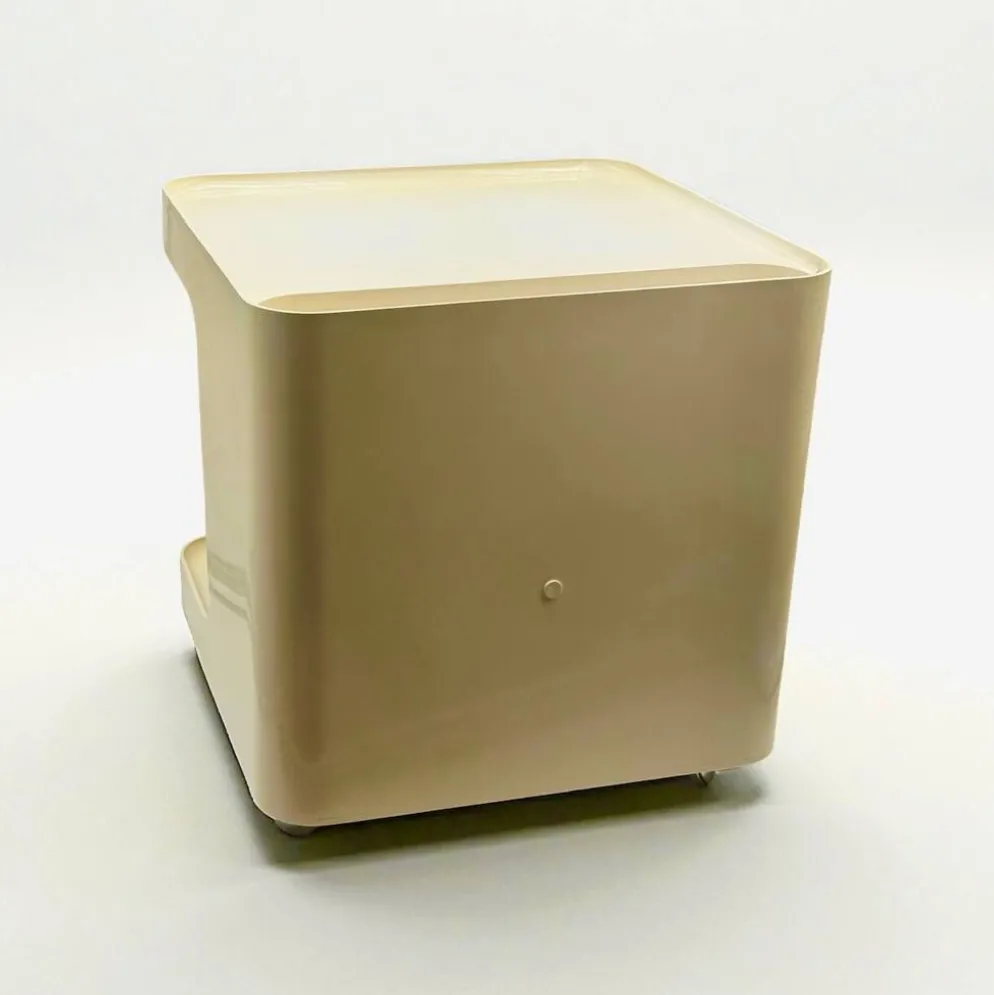 Chariot de bar roulant en plastique beige par Marcello Siard pour Longato, Italie, 1970